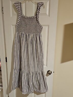 Ladies Blue and White Gingham Smocked Sundress